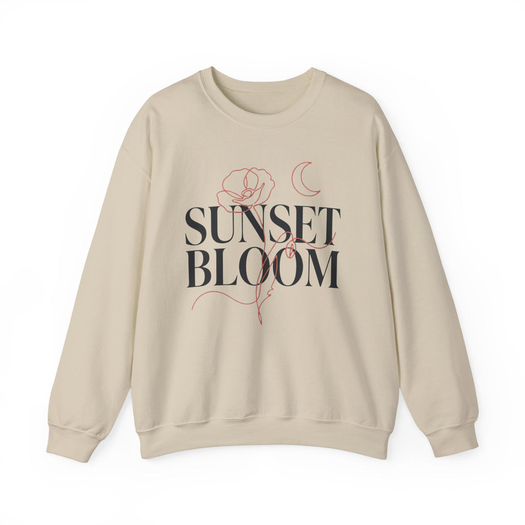 Sunset Bloom Crewneck Sweatshirt — Floral Moon Graphic Pullover
