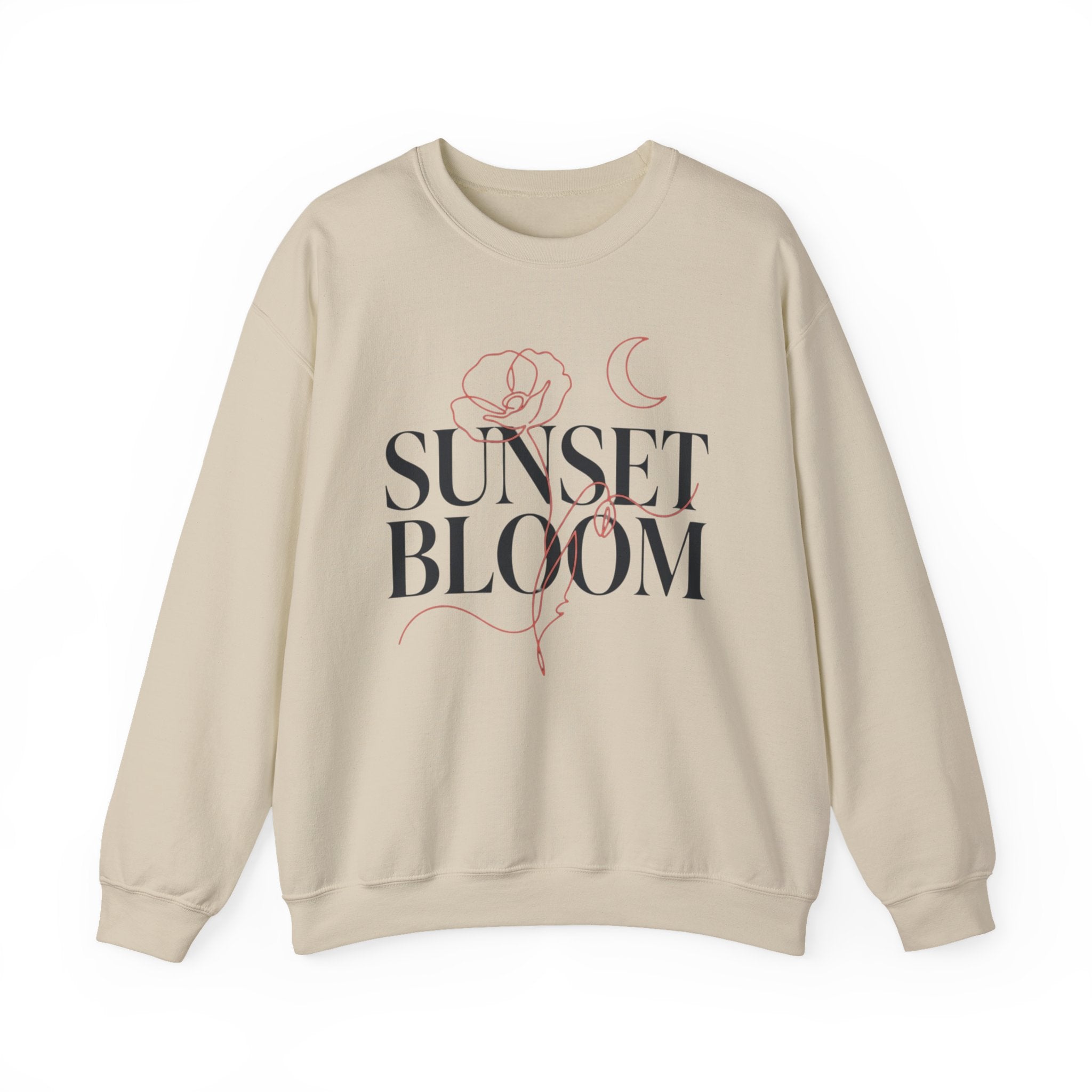 Sunset Bloom Crewneck Sweatshirt — Floral Moon Graphic Pullover