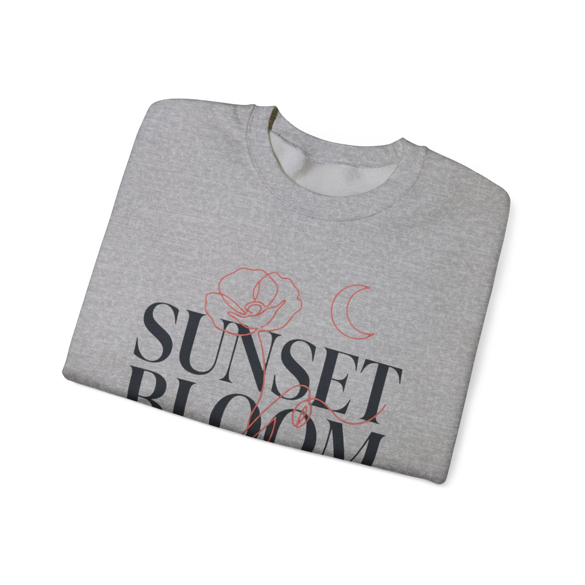 Sunset Bloom Crewneck Sweatshirt — Floral Moon Graphic Pullover