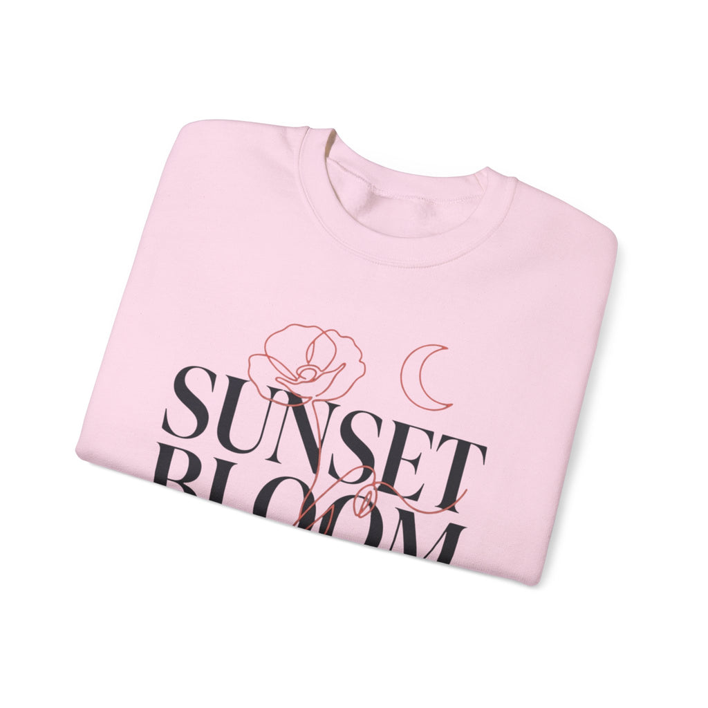 Sunset Bloom Crewneck Sweatshirt — Floral Moon Graphic Pullover