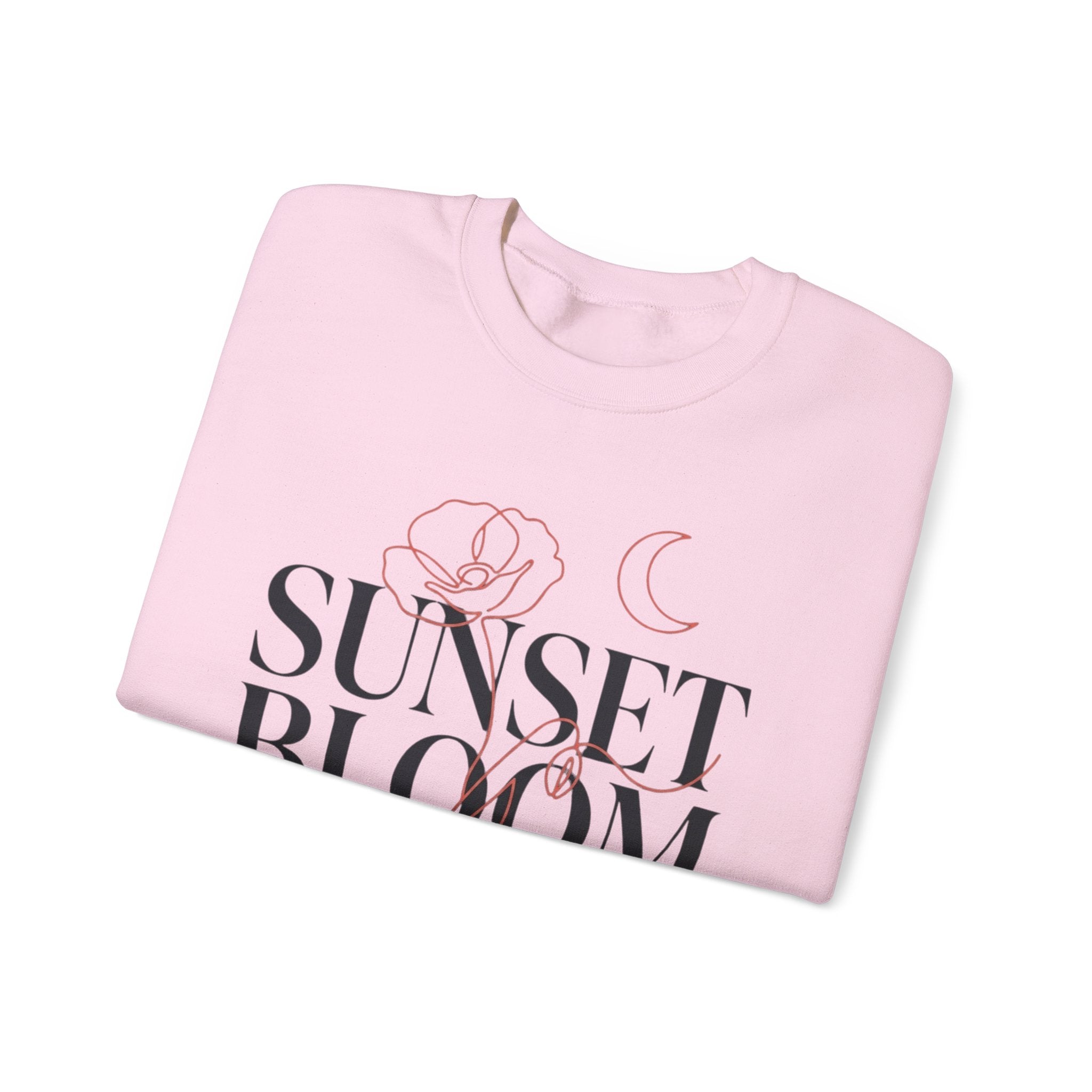 Sunset Bloom Crewneck Sweatshirt — Floral Moon Graphic Pullover