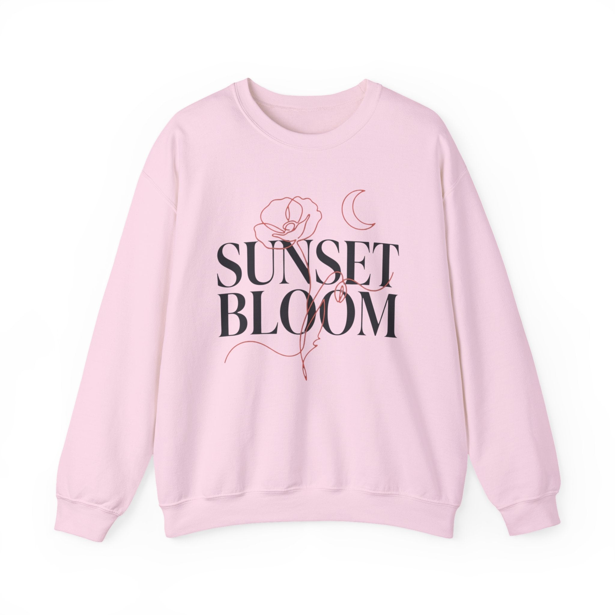 Sunset Bloom Crewneck Sweatshirt — Floral Moon Graphic Pullover