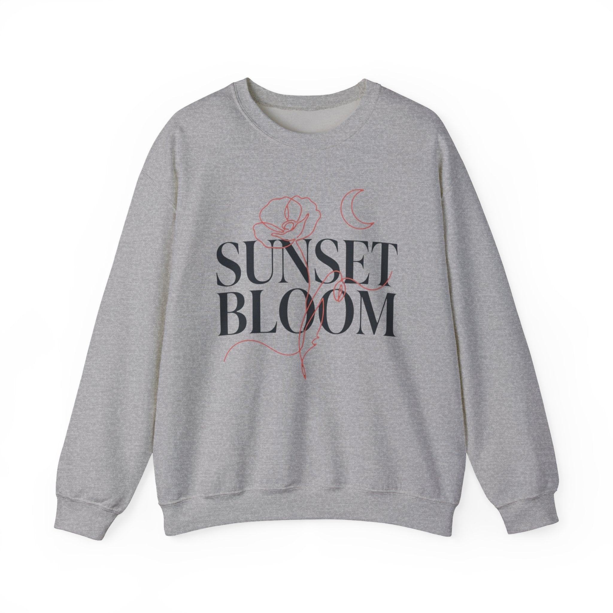 Sunset Bloom Crewneck Sweatshirt — Floral Moon Graphic Pullover